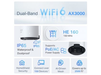 TP-Link Deco X50-Outdoor(1-pack) - AX3000 Venkovní ( IP65 ) Meshový Wi-Fi 6 systém s PoE - HomeShield - (1-pack)