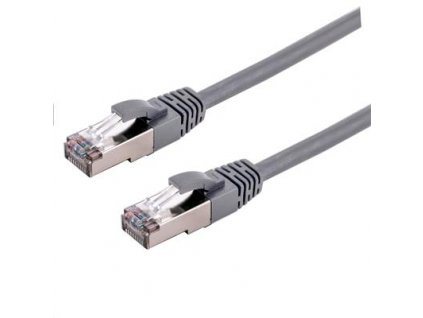 Kabel C-TECH patchcord Cat6a, S/FTP, šedý, 0,25m