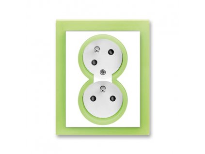 ABB NEO Dvojzásuvka 5513M-C02357 42 s clonkami, s natočenou dutinou, IP40, bílá/ledová zelená