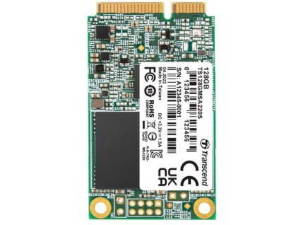 TRANSCEND MSA220S 128GB SSD disk mSATA, SATA III 6Gb/s (3D TLC), 560MB/s R, 500MB/s W