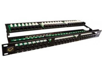 PATCH PANEL 19" kat. 5E UTP, 48 portů, černý, výška 1U