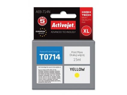 ActiveJet inkoust Epson T0714 D78/DX6000/DX6050 Yellow, 15 ml AEB-714