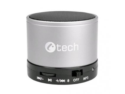 C-TECH reproduktor SPK-04S, bluetooth, handsfree, čtečka micro SD karet/přehrávač, FM rádio, stříbrný