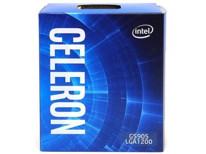 INTEL cpu CELERON G5905 socket1200 Comet Lake BOX 58W 10.generace (s chladičem, 3.5GHz, 2x jádro, 2x vlákno, 2MB cache, pro DDR4 do 2666, grafika UHD 630), virtualizace