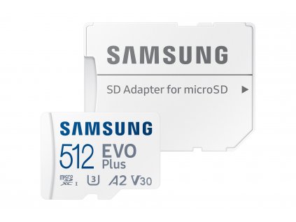 Samsung EVO Plus/micro SDXC/512GB/UHS-I U3 / Class 10/+ Adaptér/Bílá