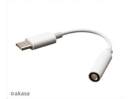 AKASA adaptér USB Type-C na 3.5 mm headphone jack adapter, 10cm, bílá