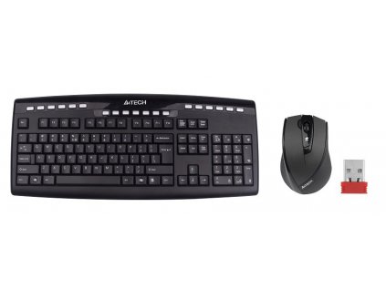 A4tech set klávesnice + myš 9200F, bezdrátová, V-Track optická myš, USB, CZ/US