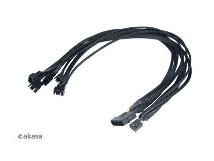 AKASA kabel FLEXA FP5 redukce pro ventilátory, 1x 4pin PWM na 5x 4pin PWM, 45cm