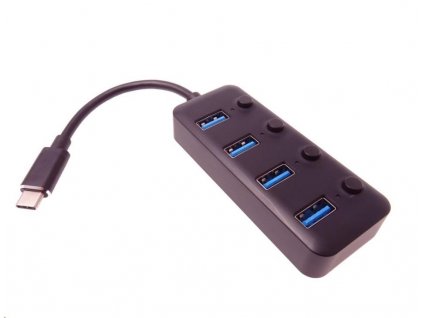 PREMIUMCORD 5G SuperSpeed USB Hub Type C na 4x USB 3.1 A Gen1, vypínače portů