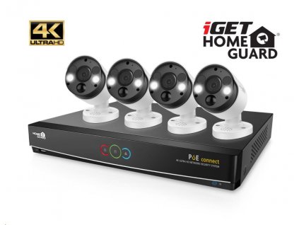 iGET HOMEGUARD HGNVK84904 - Kamerový systém s UltraHD 4K kamerami, IR LED, venkovní, set 4x kamera + rekordér