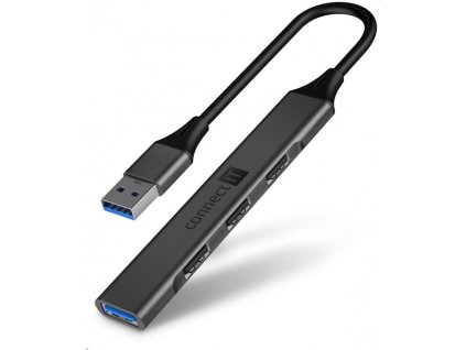 CONNECT IT USB-A hub, (1xUSB-A 3.0, 3xUSB-A 2.0), externí, antracitová