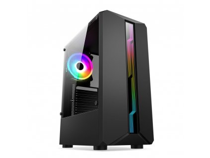 1stCOOL skříň SHARK 1, middle tower, AU, USB 3.0, bez zdroje, RGB fan, průhledná bočnice, černá