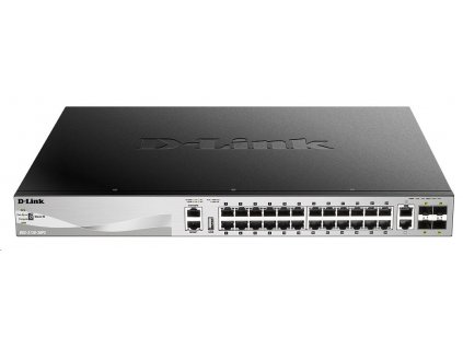 D-Link DGS-3130-30PS/E L3 Stackable Managed Gigabit PoE Switch, 24x PoE gigabit, 2x 10GBASE-T, 4x SFP+, 370W PoE