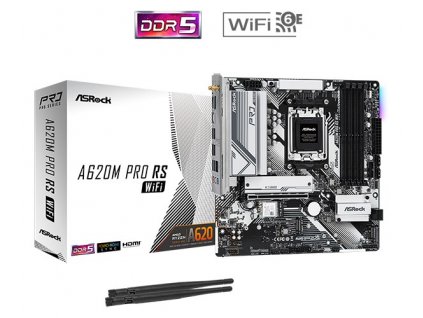 ASRock MB Sc AM5 A620M Pro RS WiFi, AMD A620, 4xDDR5, HDMI, DP