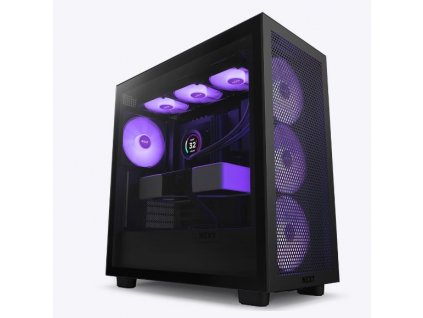 NZXT skříň H7 Flow RGB edition / ATX / 3x 140 mm fan / USB-C / 2x USB / prosklená bočnice / mesh panel / RGB / černá