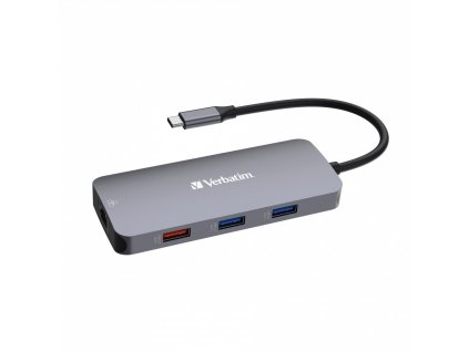 VERBATIM Hub USB-C Pro Multiport 9 Port, 3x USB 3.2, 2x USB-C, HDMI, RJ45, microSD/SD, šedá