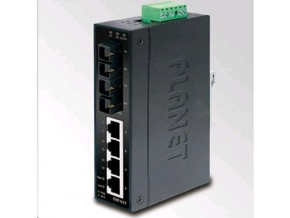 Planet switch ISW-621T, průmysl.verze 4x10/100+2x100BaseFX (SC) MM 2km, DIN, IP30, -40 až 70°C, 12-48V
