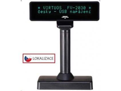 Virtuos VFD zákaznický displej Virtuos FV-2030B 2x20 9mm, USB, černý