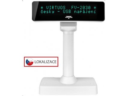 Virtuos VFD zákaznický displej Virtuos FV-2030W 2x20 9mm, USB, bílý