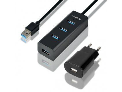 AXAGON HUE-S2BP, 4x USB 3.0 CHARGING hub, vč. AC adaptéru, kabel USB-A 1.2m