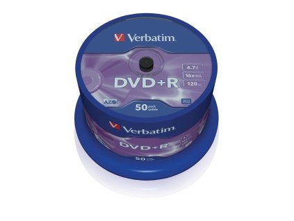 VERBATIM DVD+R(50-Pack),Spindl/MattSlvr/16x/4.7GB