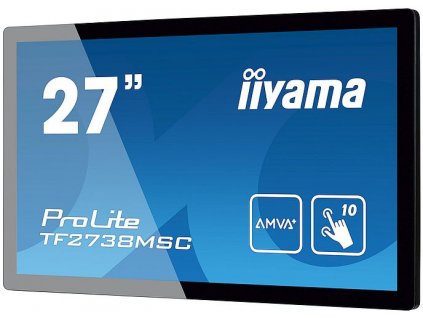 Dotykový monitor IIYAMA ProLite TF2738MSC-B2, 27" kioskový AMVA+ LED, PCAP, 5ms, 255cd/m2, USB, DVI/HDMI/DP, černý