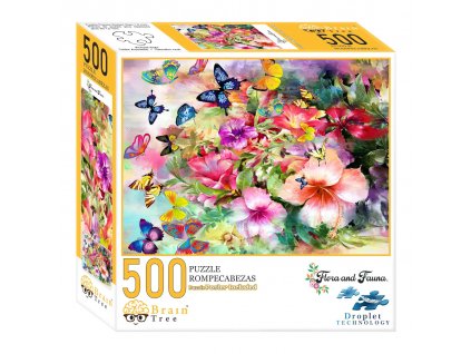 Puzzle Brain Tree Květiny a motýli 500 dílků