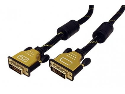 Kabel DVI-D(M) - DVI-D(M) dual link, s ferity, 3m, zlacené konektory