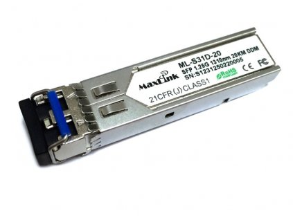 MaxLink 1.25G SFP optický modul, SM, 1310nm, 20km, 2x LC konektor, DDM, Cisco compatible