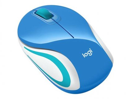 Logitech myš Wireless Mini Mouse M187, optická, 2 tlačítka, modrá,1000dpi