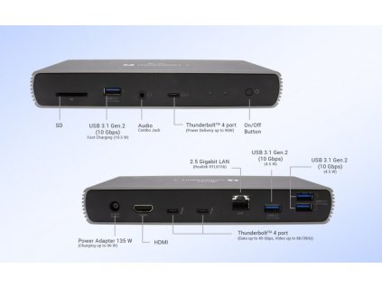 I-tec Thunderbolt 4 Dual Display Docking Station, Power Delivery 96W