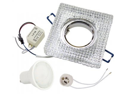 BERGE Podhledové bodové svítidlo krystal + LED žárovka GU10 5W - studená bílá