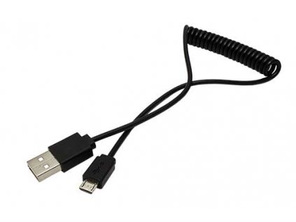 Kabel USB 2.0 kabel, USB A(M) - microUSB B(M), kroucený, 1m, černý