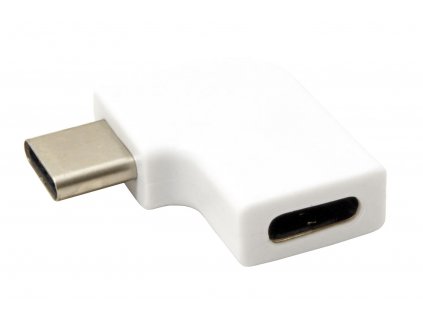 Redukce USB C(M) - USB C(F) lomená 90°, bílá