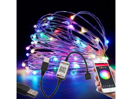 LED světelný řetěz - RGB MULTICOLOR - USB - SMART - 10 m