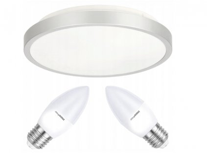 Stropní LED svítidlo SEMO-R SILVER - 2xE27 IP20 + 2x E27 10W svíčka - neutrální bílá