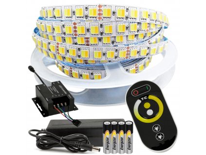 LED pásek - 5m - 12V - 14,4W/m - MULTIWHITE CCT + dálkové ovládání - sada