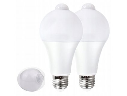 2x LED žárovka E27 12W se senzorem pohybu a soumraku