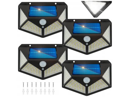 4x LED solární lampa 70+30 SMD se senzorem