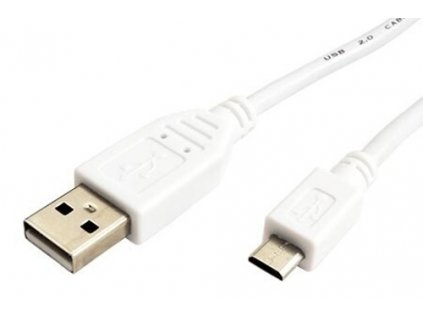 Kabel USB 2.0 kabel, USB A(M) - microUSB B(M), 3m, bílý