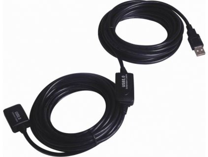Kabel USB 2.0 aktivní prodlužovací adaptér 20m, černý