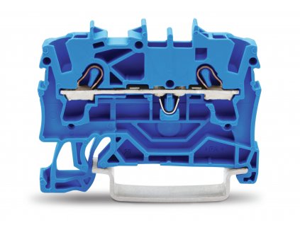 WAGO Svorka 2002-1204 2vodičová průchozí, boční a středový popis, na DIN lištu 35 × 15 a 35 × 7,5, push-in CAGE CLAMP®, 2,50 mm², modrá