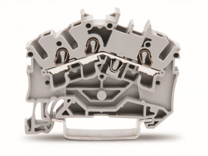 WAGO Svorka 2002-6301, 3vodičová průchozí, boční a středový popis, na DIN lištu 35 × 15 a 35 × 7,5, push-in CAGE CLAMP®, 2,50 mm², šedá