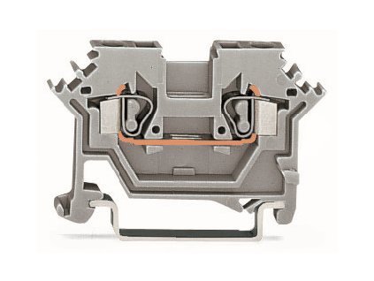 WAGO Svorka 280-601 2vodičová průchozí, boční držáky značení, na DIN lištu 35 × 15 a 35 × 7,5, CAGE CLAMP®, 2,50 mm², šedá
