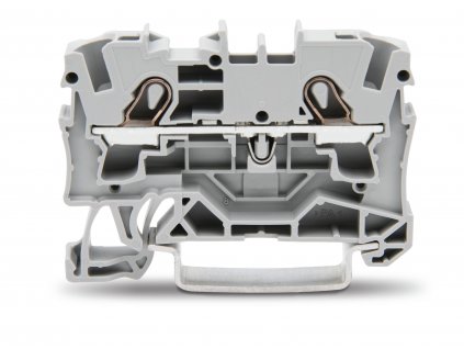 WAGO Svorka 2004-1201, 2vodičová průchozí, boční a středový popis, na DIN lištu 35 × 15 a 35 × 7,5, push-in CAGE CLAMP®, 4 mm², šedá