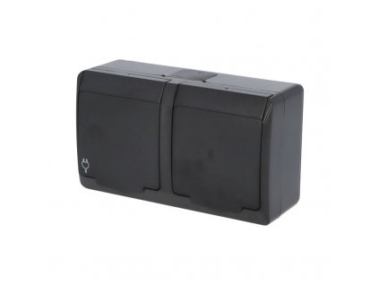 FAMATEL GALATEA Zásuvka 2P+PE 2-násobná vodorovná IP44 černá