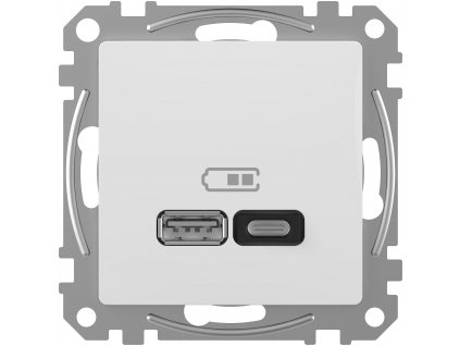 SCHNEIDER Zásuvka Sedna D/E - Dvojitá USB A+C nabíječka 3A 45W, Bílá