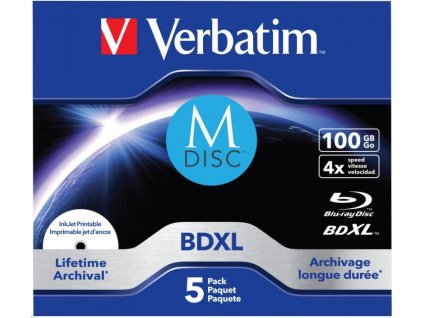 VERBATIM MDisc BDXL (5-pack)Jewel/4x/100GB