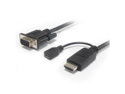 Převodník HDMI na VGA s napájecím micro USB konektorem černý
