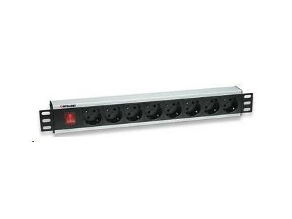 Intellinet 19" Rackmount 8-Way Power Strip - German Type, rozvodný panel, 8x DE zásuvka, 3m kabel